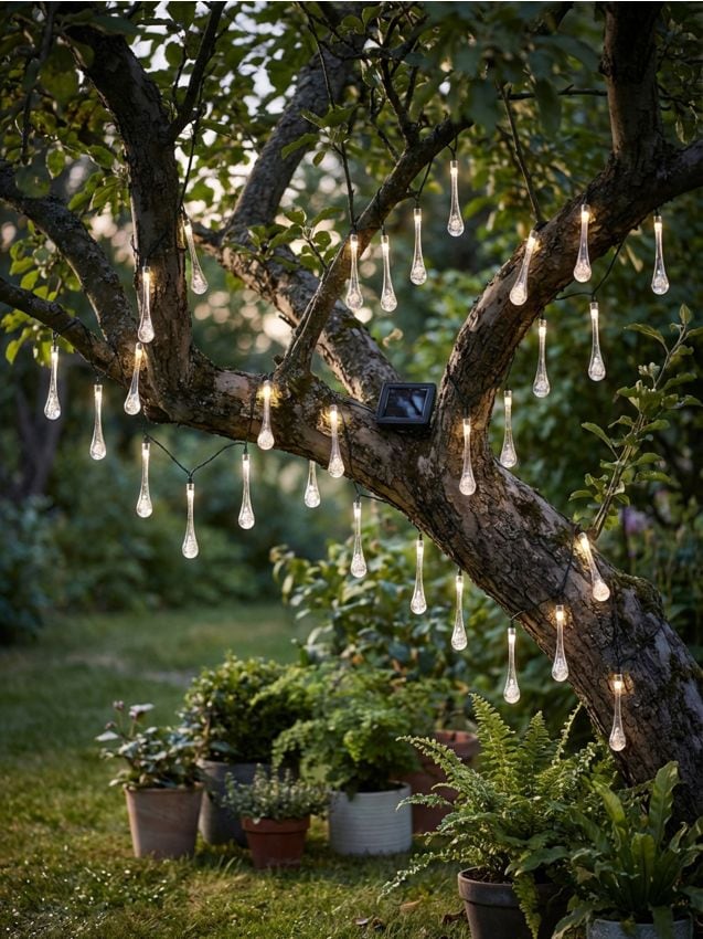 Sinsay - Ghirlandă solară LED în formă de picături - alb