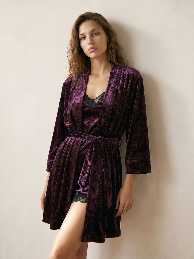 Sinsay - Halat tip kimono, uni - bordo