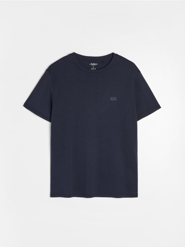 Sinsay - Tricou din bumbac cu mânecă scurtă - bleumarin