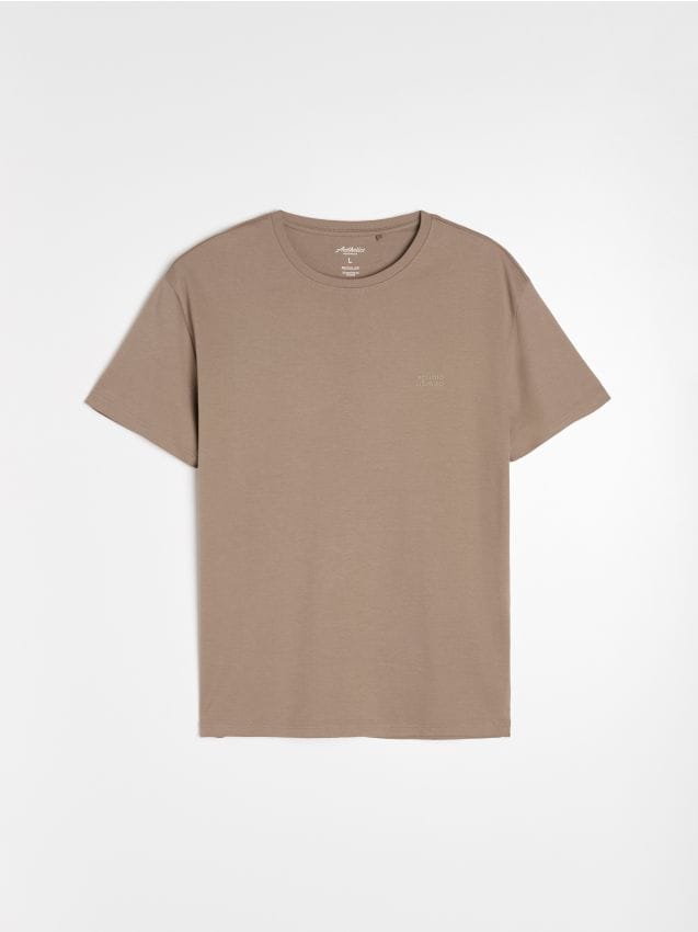 Sinsay - Tricou din bumbac cu mânecă scurtă - cafeniu
