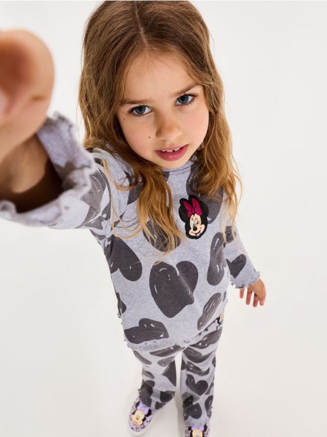 Sinsay - Tricou din bumbac cu broderie Minnie Mouse - gri deschis