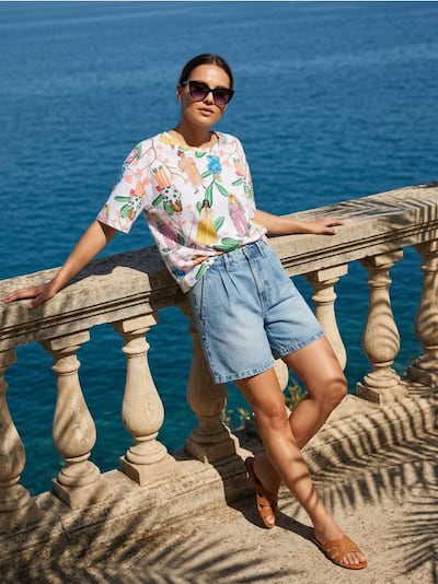 Oversize bombažna majica s potiskom