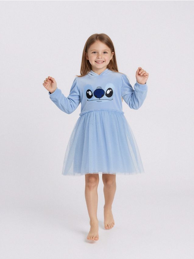 Sinsay - Teplákové šaty Stitch - svetlomodrá