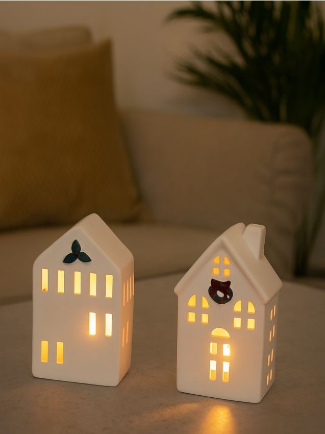 Sinsay - Vianočné LED svetielka v tvare domčekov 2 pack - biela