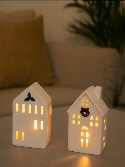 Jõulu LED tulukesed majakeste kujuga 2 pack