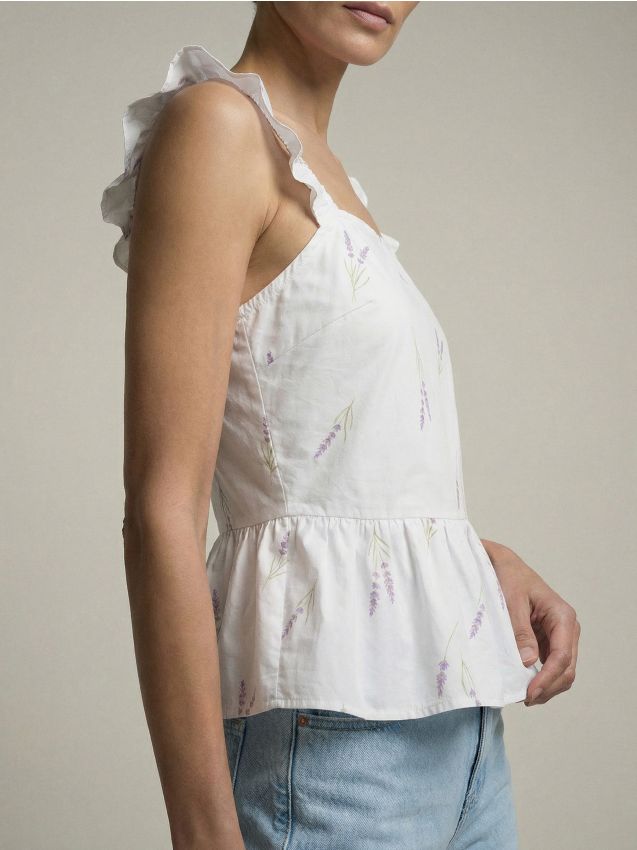 Sinsay - Bluză tip cămașă din bumbac cu volane - multicolor