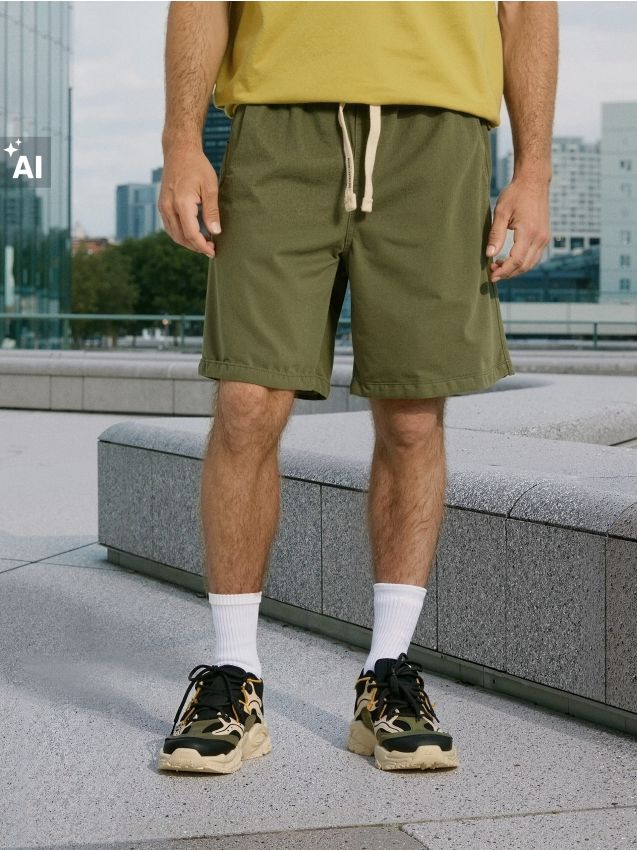 Sinsay - Pantaloni scurți din denim - verde-prăfuit