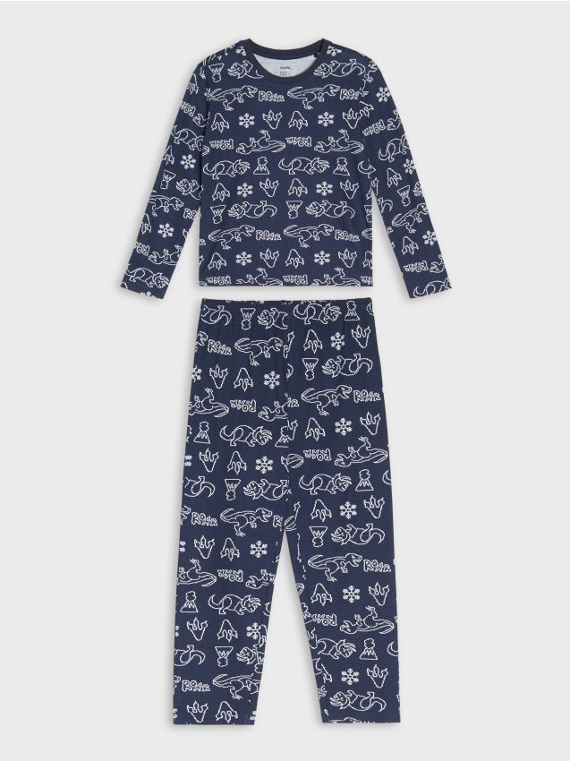 Sinsay - Dvojdielne bavlnené pyžamo - tmavomodrá