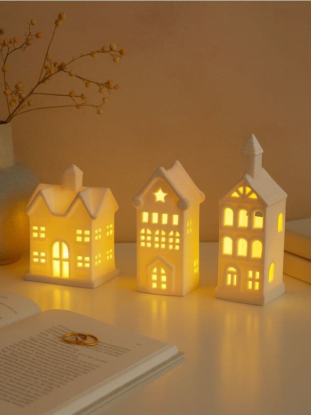 Sinsay - Vianočné LED svetielka v tvare domčekov 3 pack - biela