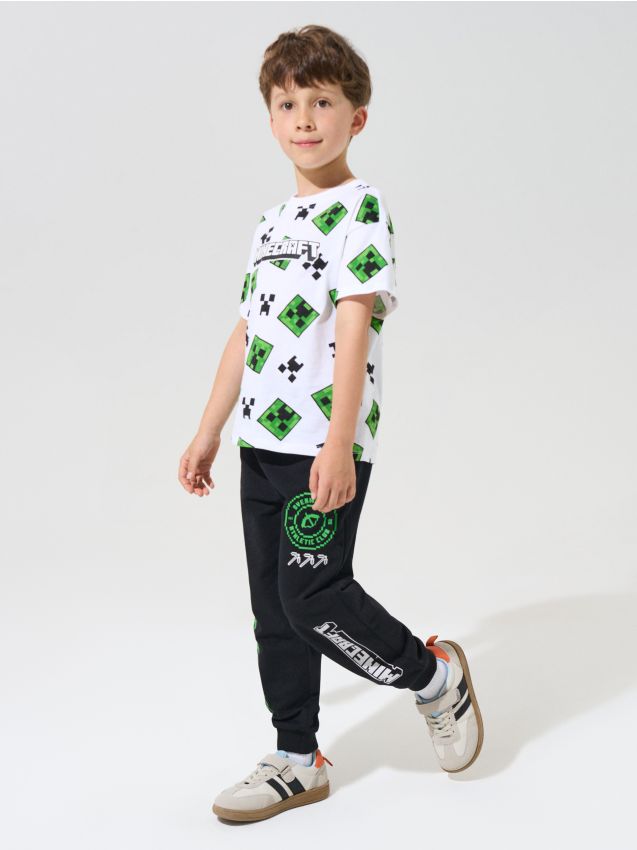 Sinsay - Pantaloni de trening jogger oversize Minecraft - negru