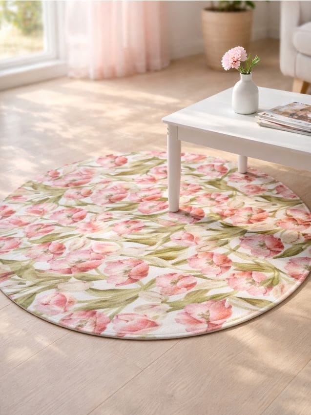 Sinsay - Kulatý koberec s motivem tulipánů - roz