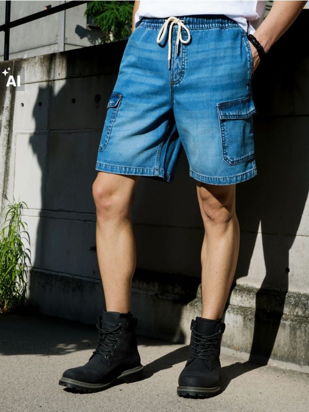 Sinsay - Pantaloni scurți din denim - albastru