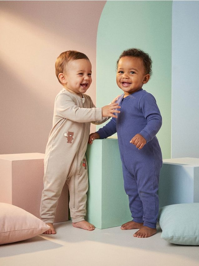 Sinsay - Set de 2 salopete din bumbac - cacao-cu-lapte