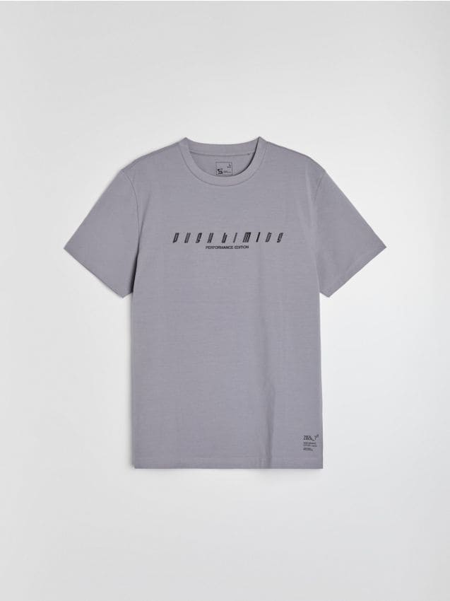 Sinsay - Tricou slim fit din bumbac cu mânecă scurtă SNSY PERFORMANCE - gri deschis