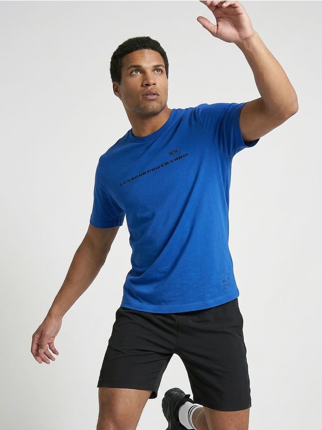 Sinsay - Tricou slim fit din bumbac cu mânecă scurtă SNSY PERFORMANCE - albastru