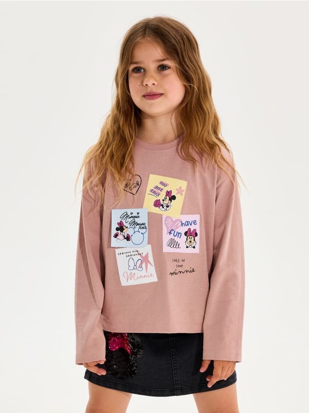 Sinsay - Tricou din Bumbac cu Print Minnie Mouse - bej