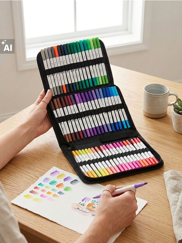 Sinsay - Set de markere cu două capete în etui 60 pack - negru