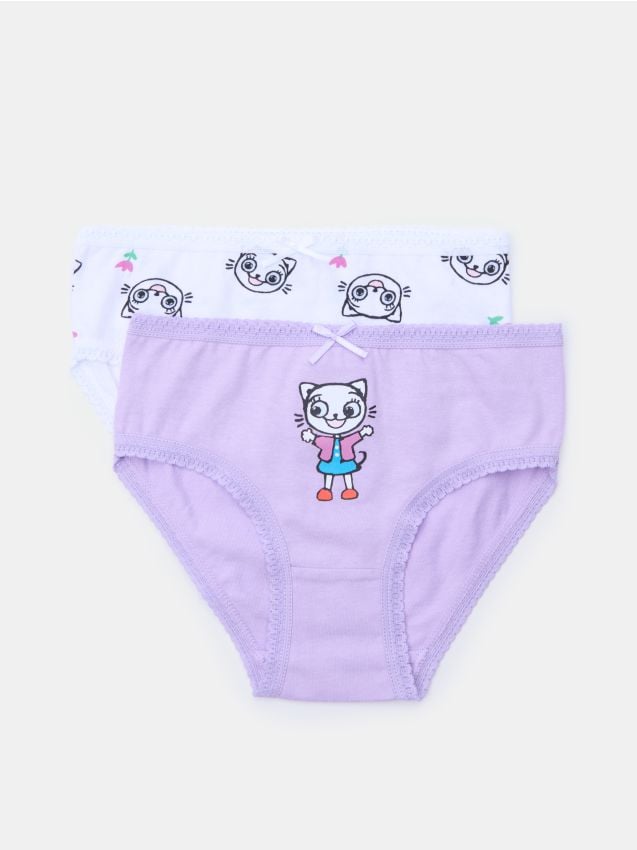 Sinsay - Majtki Classic 2 pack Kitty Kotty - fioletowy