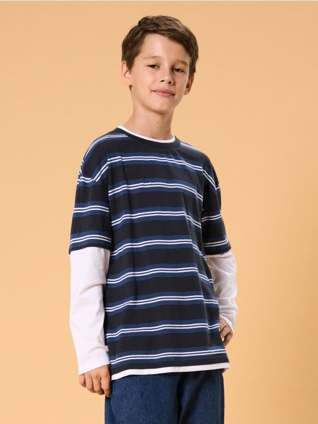 Sinsay - Bavlnená pásikavá blúzka - viacfarebná