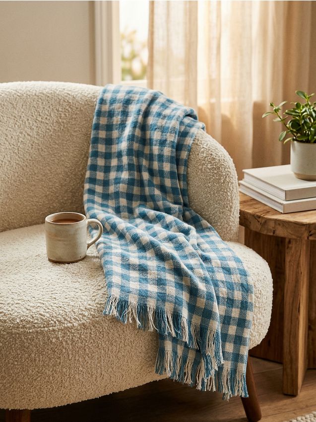 Sinsay - Pătură cu franjuri - indigo