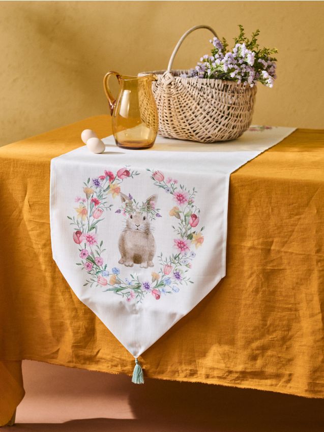 Sinsay - Traversă de Paște cu franjuri și motiv de iepuraș - crem