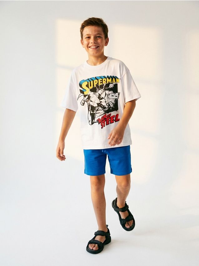 Sinsay - Tricou oversize din bumbac cu imprimeu Superman The Man Of Steel - alb