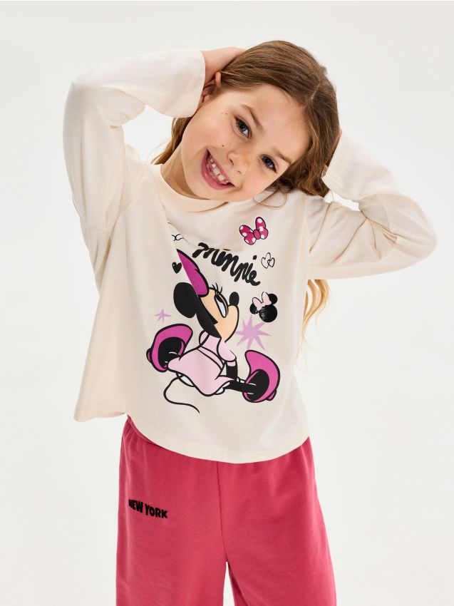 Sinsay - Tricou din Bumbac cu Print Minnie Mouse - crem