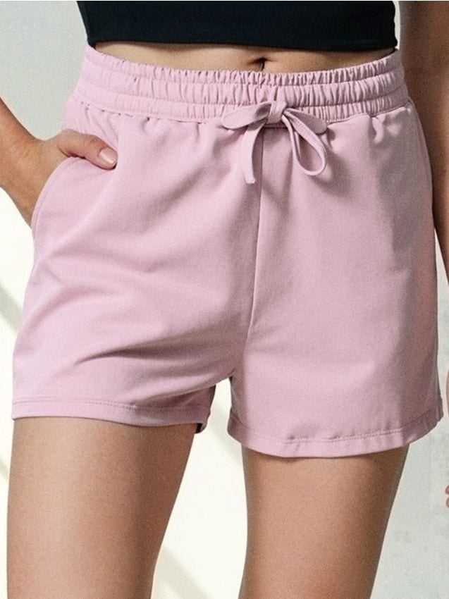 Sinsay - Szorty z wiązaniem w pasie soft touch - różowy