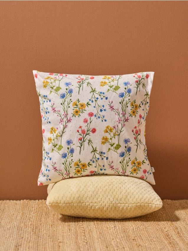 Sinsay - Față de pernă cu model floral - crem