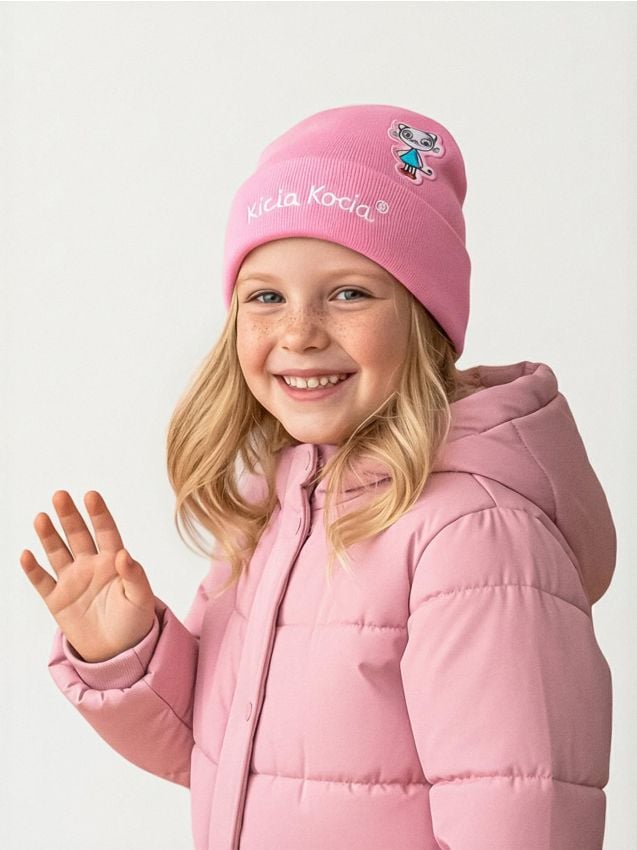 Sinsay - Czapka z haftowanym napisem Kitty Kotty - różowy