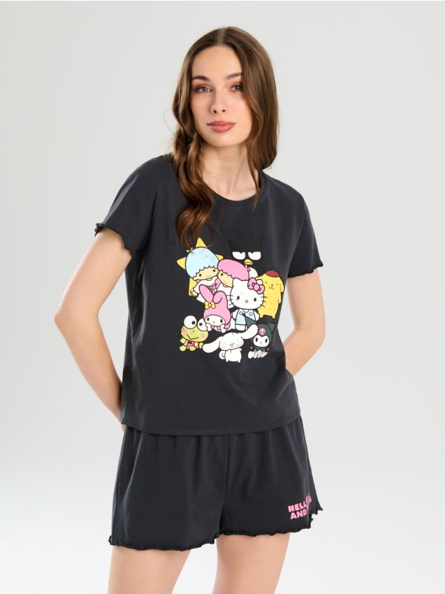 Sinsay - Piżama dwuczęściowa Hello Kitty - szary