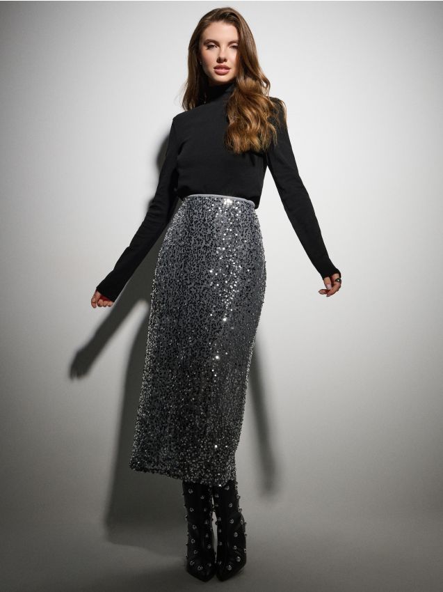 Sinsay - Puzdrová sukňa - strieborná