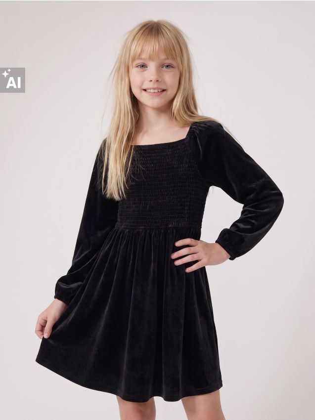 Sinsay - Rochie din catifea cu fronseuri - negru