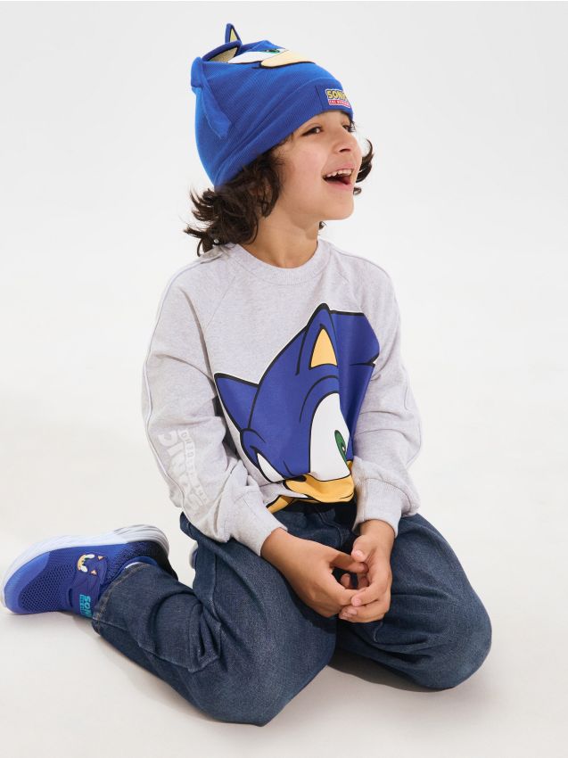 Sinsay - Bluză crewneck cu imprimeu Sonic the Hedgehog - gri deschis