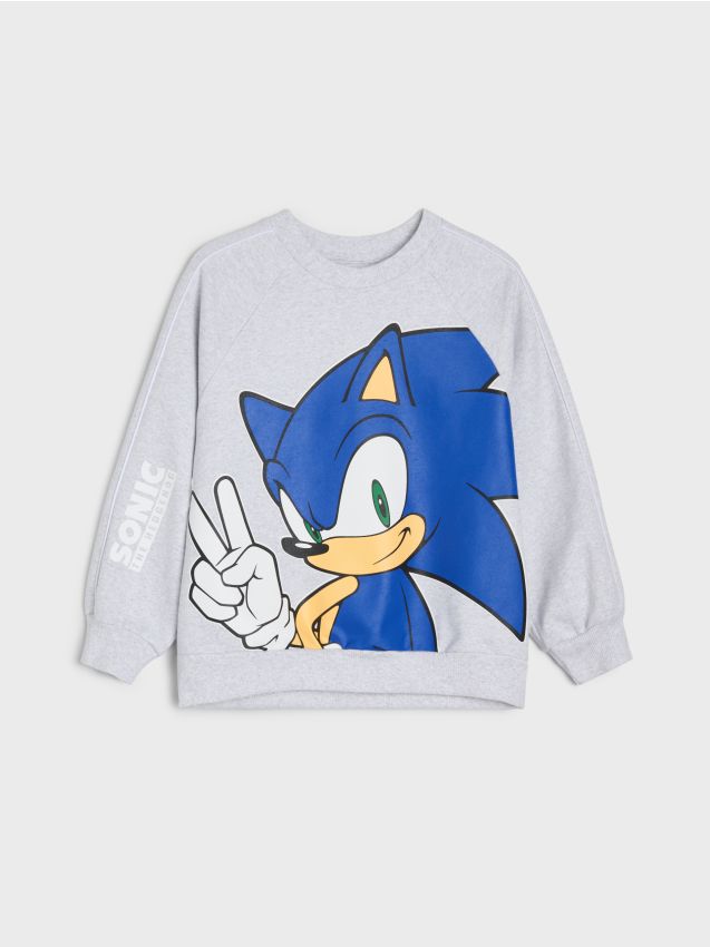 Sinsay - Bluză crewneck cu imprimeu Sonic the Hedgehog - gri deschis