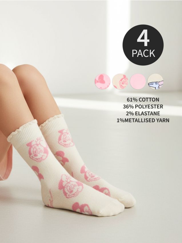 Sinsay - Súprava 4 párov ponožiek Minnie Mouse - viacfarebná