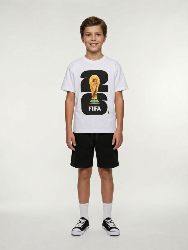 Sinsay - Tricou din bumbac cu imprimeu FIFA World Cup - alb