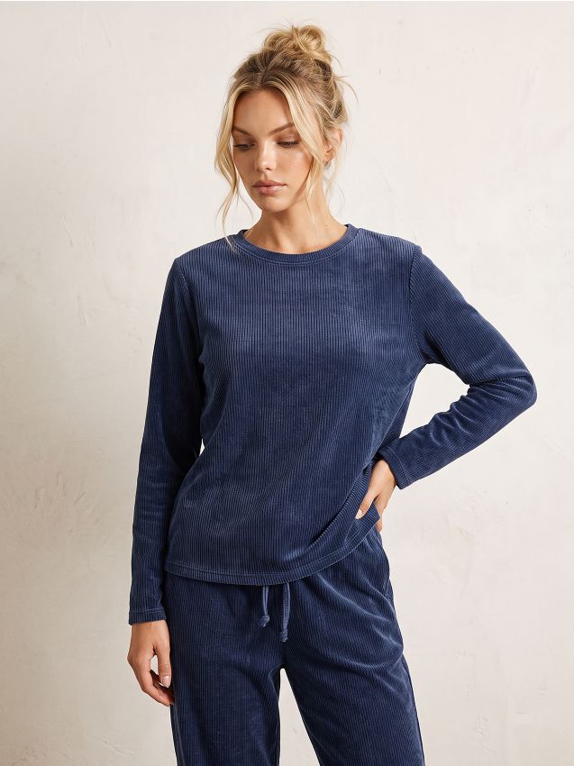 Sinsay - Tricou de pijama striat - bleumarin