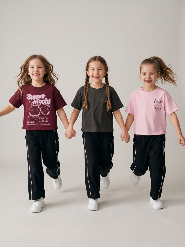 Sinsay - Tricouri oversize din bumbac cu imprimeu 3 pack - multicolor