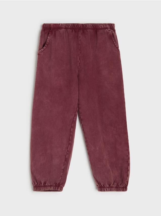 Sinsay - Pantaloni jogger din bumbac cu efect de spălare - mov
