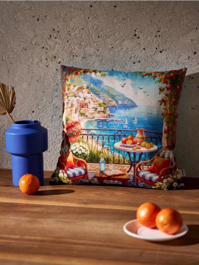 Sinsay - Husă de pernă cu motiv de peisaj italian - multicolor