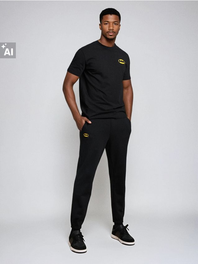 Sinsay - Pantaloni de molton regular fit Batman - negru