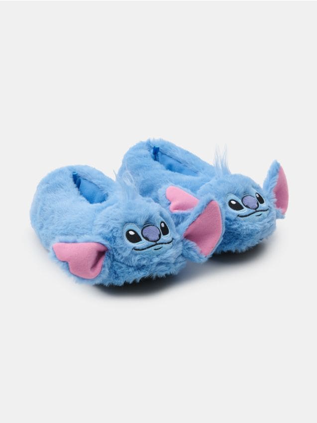 Sinsay - Papuci cu blană sintetică Stitch - albastru-pal