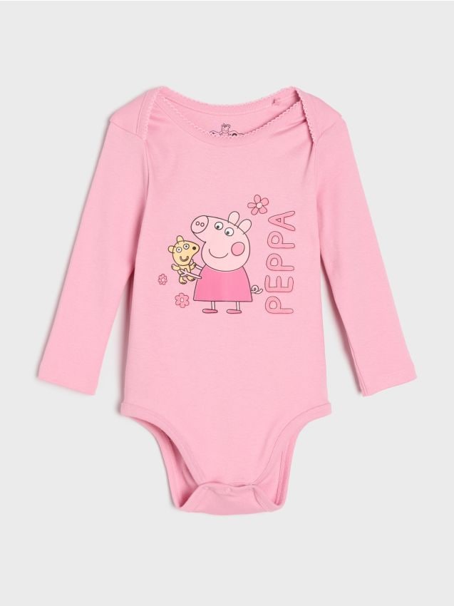 Sinsay - Body din bumbac cu imprimeu Peppa Pig - roz-trandafiriu
