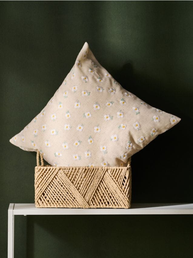 Sinsay - Față de pernă cu model floral - alb