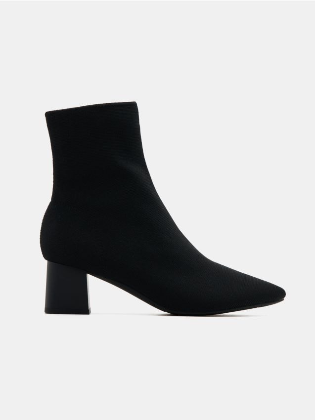 Sinsay - Botine pe toc gros - negru