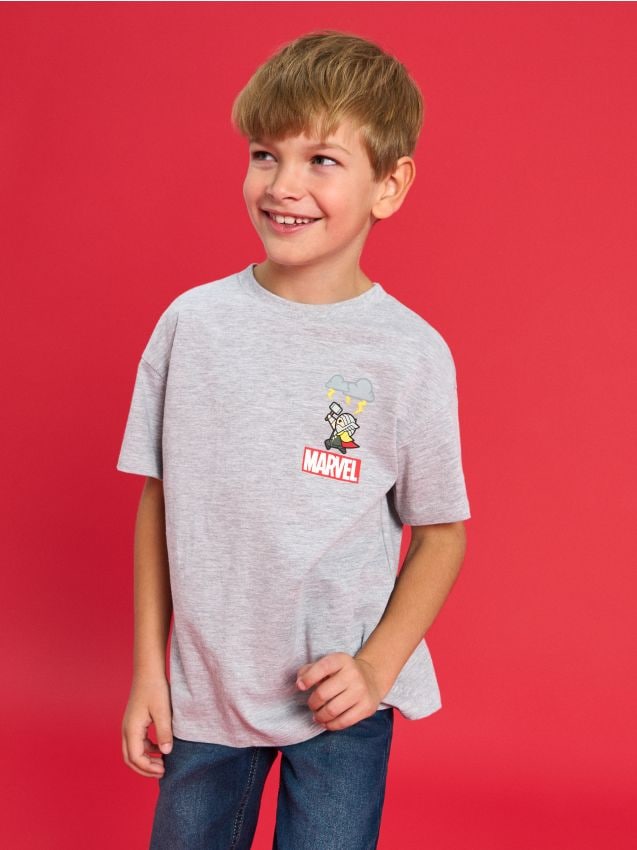 Sinsay - Tricou Marvel Kawaii Art Collection - gri-neutru