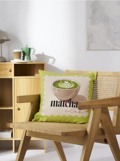 Bawełniana poszewka na poduszkę z motywem matchy