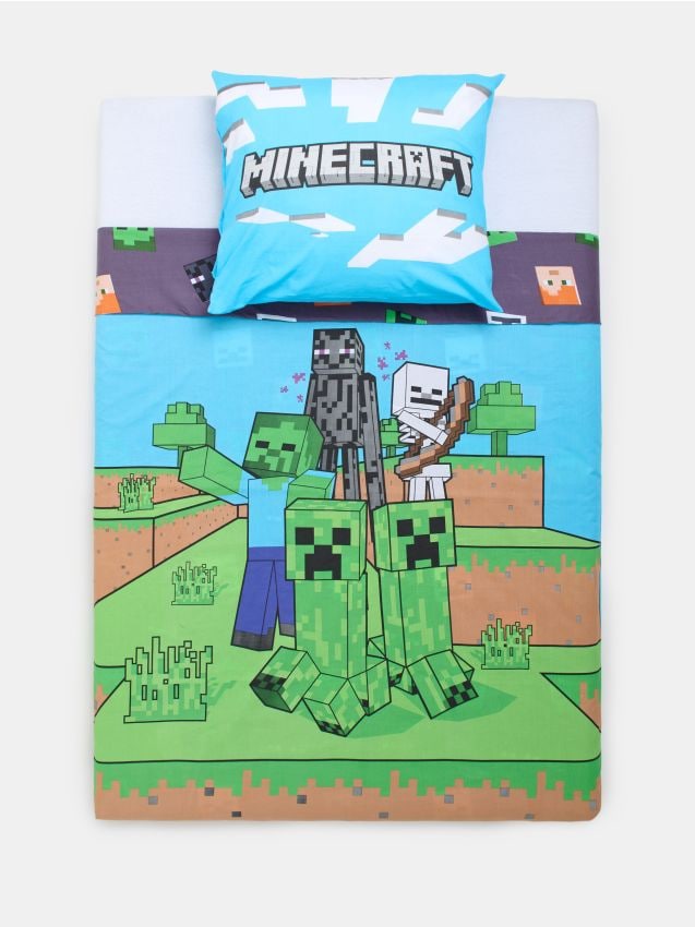 Sinsay - Lenjerie de pat din bumbac Minecraft - multicolor