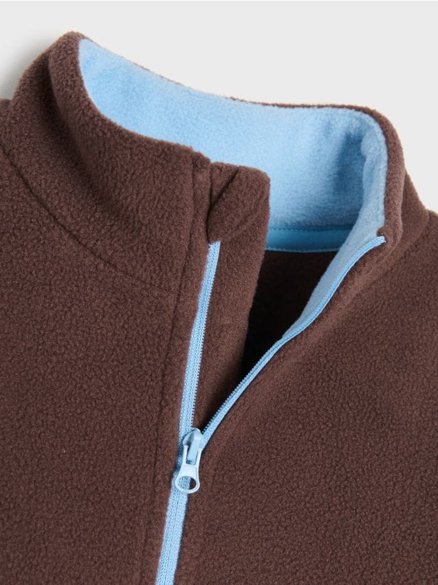 Sinsay - Hanorac din fleece half-zip Active - maro-închis